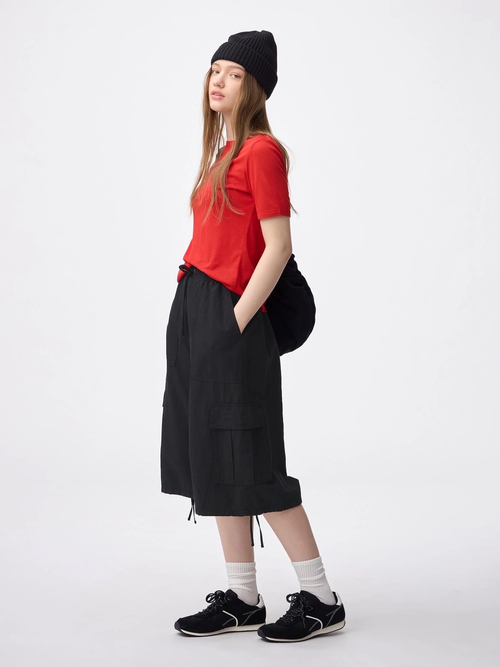 GU Linen Blend Cargo Half Pants